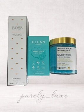 Beauty Bundle Trio- TRULY Moon Rocks, Clean Classic Warm Cotton, Hugo Boss